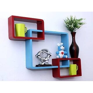 Onlinecraft Ch2759 Attach Set Of 3 (Red,Blue) Wooden Wall Shelf (Number Of Shelves - 3, Red, Blue) Onlinecraft Ch2759 Attach Set Of 3 (Red,Blue) Wooden Wall Shelf (Number Of Shelves - 3, Red, Blue)