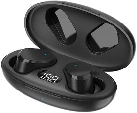ASE TWS AirBass PowerBuds Earbuds Inbuilt  Type-C Fast Charging Fully Waterproof - (Black)
