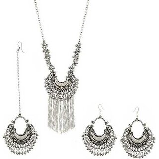                       Canna India Oxidised Silver Jewel Set Silver                                              