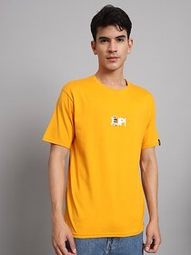 Sthulas Printed Men Round Neck Yellow T-Shirt