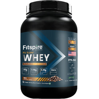                       Fitspire Super Fit Whey Protein - 1 kg/2.2 lb  35 gm Protein  7.76g gm BCAA  5.91gm L-Glutamine acid  Zero Added sug                                              