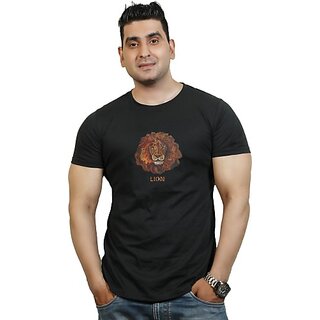                       Sthulas Printed Men Round Neck Black T-Shirt                                              