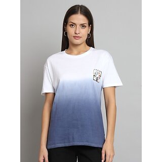                       Sthulas Printed Women Round Neck Blue T-Shirt                                              