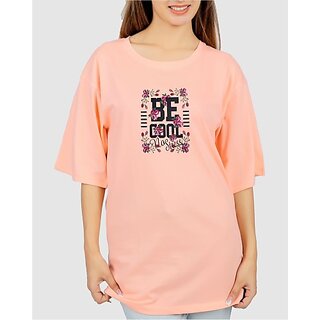                       Sthulas Printed, Typography Women Round Neck Pink T-Shirt                                              