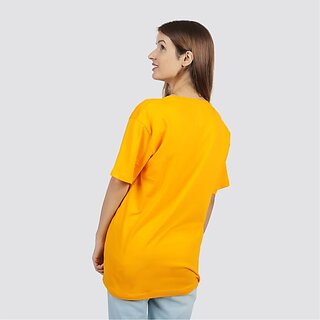                       Sthulas Printed Women Round Neck Yellow T-Shirt                                              