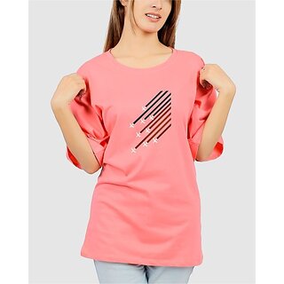                       Sthulas Printed Women Round Neck Pink T-Shirt                                              
