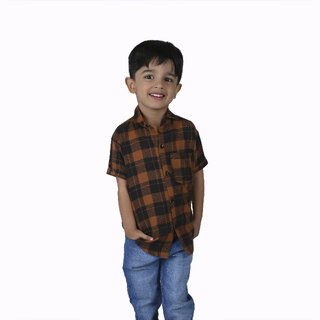                       Kid Kupboard Cotton Boys Solid Shirt, Multicolor, Half-Sleeves, Collared Neck, 6-7 Years KIDS5649                                              