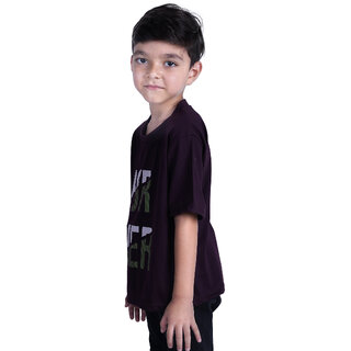                       Kid Kupboard Cotton Boys T-Shirt, Dark Purple, Half-Sleeves, Crew Neck, 6-7 Years KIDS5655                                              