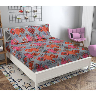 UnV Classical Printed Double Size Bedsheet With Pillow Covers (EZ-02)