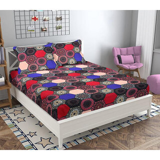                      UnV Classical Printed Double Size Bedsheet With Pillow Covers (EZ-05)                                              