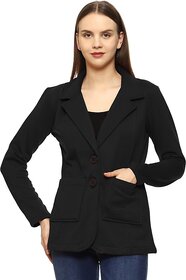 Roarers Black Poly Cotton Fleece Coat For Women
