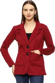 Roarers Maroon Poly Cotton Fleece Coat For Women