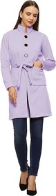Roarers Light Purple Cotton Blend Solid Coat For Women