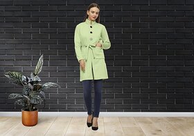 Roarers Pista Green Cotton Blend Solid Coat For Women