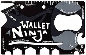NewClick Wallet Ninja 18 Multi-utility Knife (Black), Stainless Steel