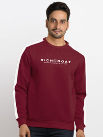 Richgoat Men Self Design Maroon Sweatshirt