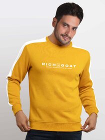 Richgoat Men Self Design Yellow///White Sweatshirt