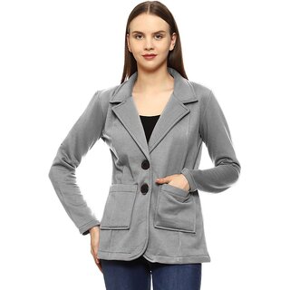 Roarers Grey Poly Cotton Fleece Coat For Women