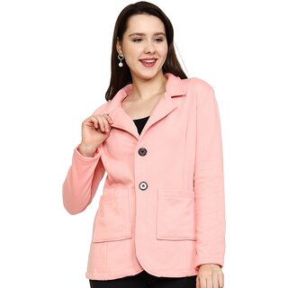Roarers Pink Poly Cotton Fleece Coat For Women