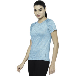                       Xunner Fountain Blue Active Wear Ultra Stretch T-Shirt For Women                                              