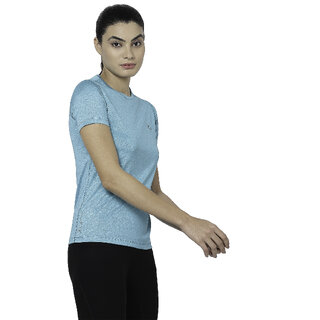                       Xunner Fountain Blue Active Wear Rapid Dry T-Shirt For Women                                              