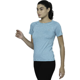                       Xunner Fountain Blue Active Wear Ultra Stretch Training T-Shirt For Women                                              