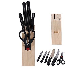                       Style Maniac 7-Piece Pcs Best Kitchen Knife Set with Wooden Block Stand                                              