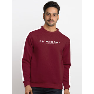 Richgoat Men Self Design Maroon Sweatshirt