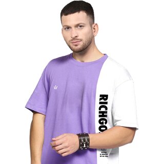                       RICHGOAT Men Casual Purple T-Shirt                                              