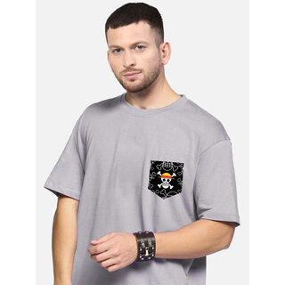                       RICHGOAT Men Casual Grey T-Shirt                                              