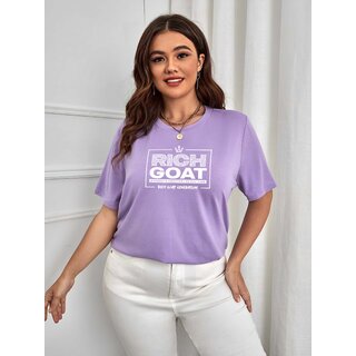                       Richgoat Women Typography Purple T-Shirt                                              