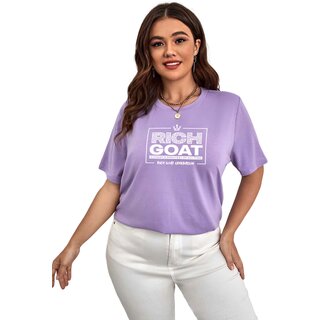                       Richgoat Women Printed Purple T-Shirt                                              