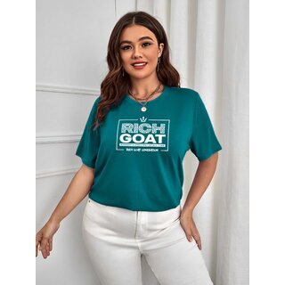                       Richgoat Women Typography Green T-Shirt                                              
