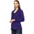 Roarers Navy Blue Poly Cotton Fleece Coat For Women