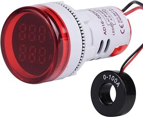 Brow Voltmeter Ammeter Ac 50-500V 0-100A Dual Led Indicator Light 22 Mm (Red) Voltmeter (Digital)