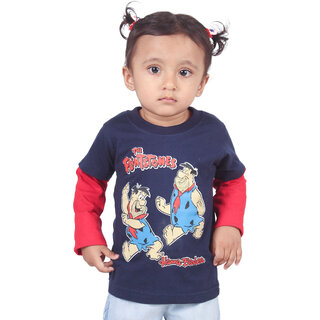                       Kid Kupboard Cotton Baby Girls T-Shirt, Multicolor, Full-Sleeves, Crew Neck, 2-3 Years KIDS5694                                              