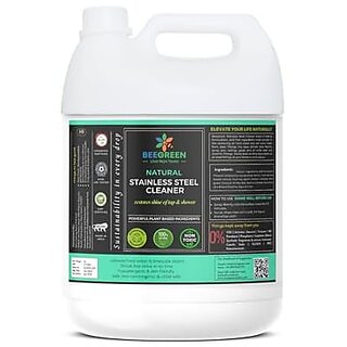                       Beegreen Stainless Steel Cleaner - 5L | Removal of Lime Scale| 100% Natural And Plant based Ingredients | Non Toxic | Chemical Free | Alcohol And Sulphates Free | Family Safe                                              