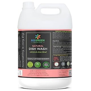                       Beegreen Natural Dish Wash Liquid Soap- 5L | Eco-Friendly And Biodegradable |Safe For Sensitive Skin| 100% Natural And Plant based | Non Toxic | Chemical Free | Food Grade Ingredients                                              