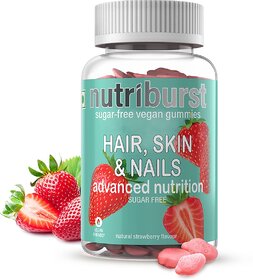 Nutriburst Biotin Gummies for Healthy Hair, Glowing Skin  Nails Growth (Sugar-free) (60 No)
