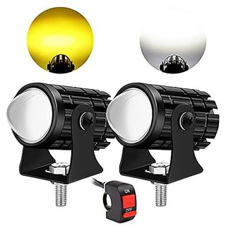                       OTOROYS Mini Driving Fog Light Lamp Projector Lens Spotlight Led Motorcycle Headlight Dual Color Motorbike Lighting System (12 V 36 W) With Switch                                              
