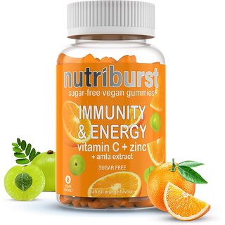 Nutriburst Immunity  Energy Gummies with Vitamin C Amla Extract  Zinc (Sugar-free) (60 No)