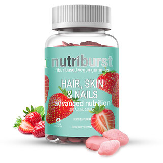                       Nutriburst Biotin Gummies for Healthy Hair, Glowing Skin  Nails Growth (Sugar-free) (30 No)                                              