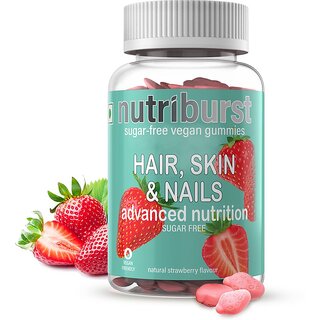 Nutriburst Biotin Gummies for Healthy Hair, Glowing Skin  Nails Growth (Sugar-free) (60 No)