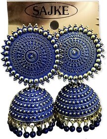 Charming Fashionable Coloured Jhumka Beads Brass Jhumki Earring