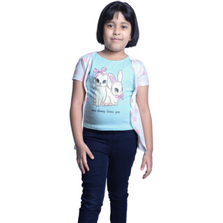                       Kid Kupboard Cotton Girls T-Shirt, Multicolor, Half-Sleeves, Crew Neck, 8-9 Years KIDS5699                                              