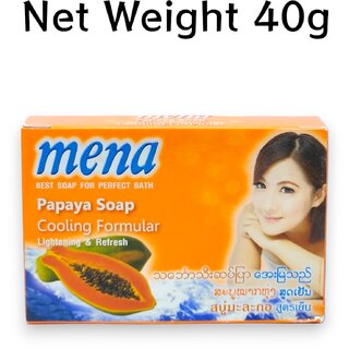 Mena papaya cooling formular lightening and refresh soap 40g