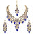 Lucky Jewellery Gold Plated White Blue Color Tika Earring Necklace Combo Kundan Jewellery Set (726-MSK-3-LINE-B)