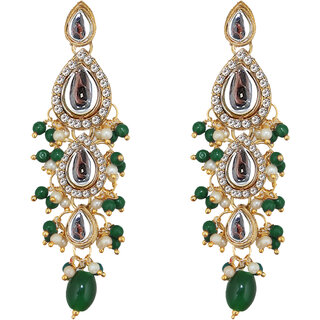 Lucky Jewellery Traditional Gold Plated Kundan Stone Green Earrings for Girls & Women (260-MEK-1812-G) Lucky Jewellery Traditional Gold Plated Kundan Stone Green Earrings for Girls & Women (260-MEK-1812-G)
