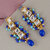 LUCKY JEWELLERY Designer Back Meena Gold Plated Kundan Firoji Blue Tika Earring for Girls  women (293-J5E2K-1664-FB)