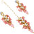 LUCKY JEWELLERY Designer Back Meena Gold Plated Kundan Pink Color Tika Earring Set for Girls  women (293-J5E2K-1810-PK)